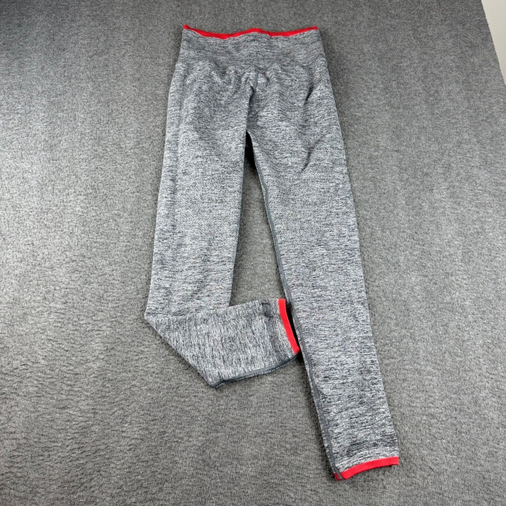 Athleta Seamless Leggings Women's Medium Gray Space Dye Red Trim High Rise